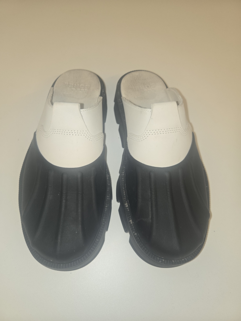 Sorel Women's Black and White Slip-On Clogs